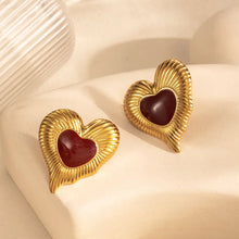 Load image into Gallery viewer, Vintage Heart Studs - Stainless Steel Gold Plated