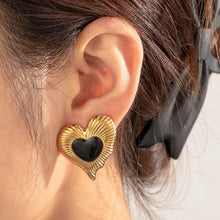 Load image into Gallery viewer, Vintage Heart Studs - Stainless Steel Gold Plated