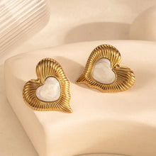 Load image into Gallery viewer, Vintage Heart Studs - Stainless Steel Gold Plated