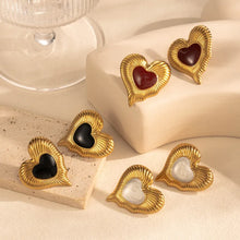 Load image into Gallery viewer, Vintage Heart Studs - Stainless Steel Gold Plated