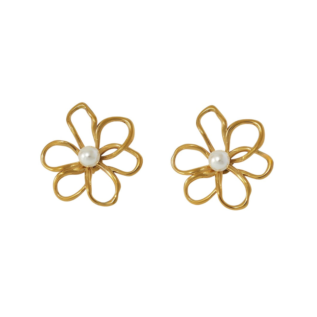 Clara Flower Studs - Stainless Steel Gold Plated 18K