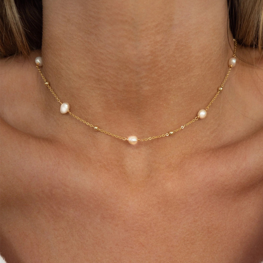 Pearl Bead Necklace - Stainless Steel Gold Plated 18K