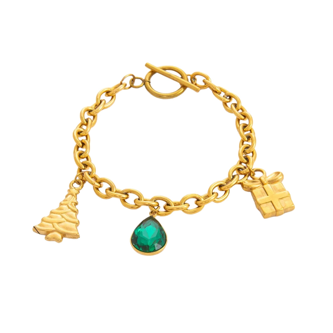 Gilded Holiday Charm Bracelet