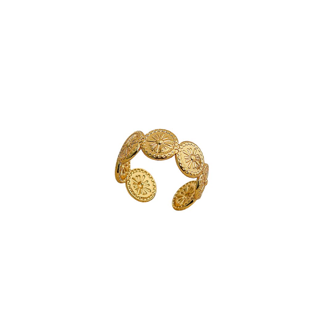 Athena Adjustable Coin Ring - Stainless Steel Gold Plated 18K