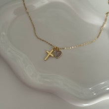 Load image into Gallery viewer, Cross/Heart charm necklace
