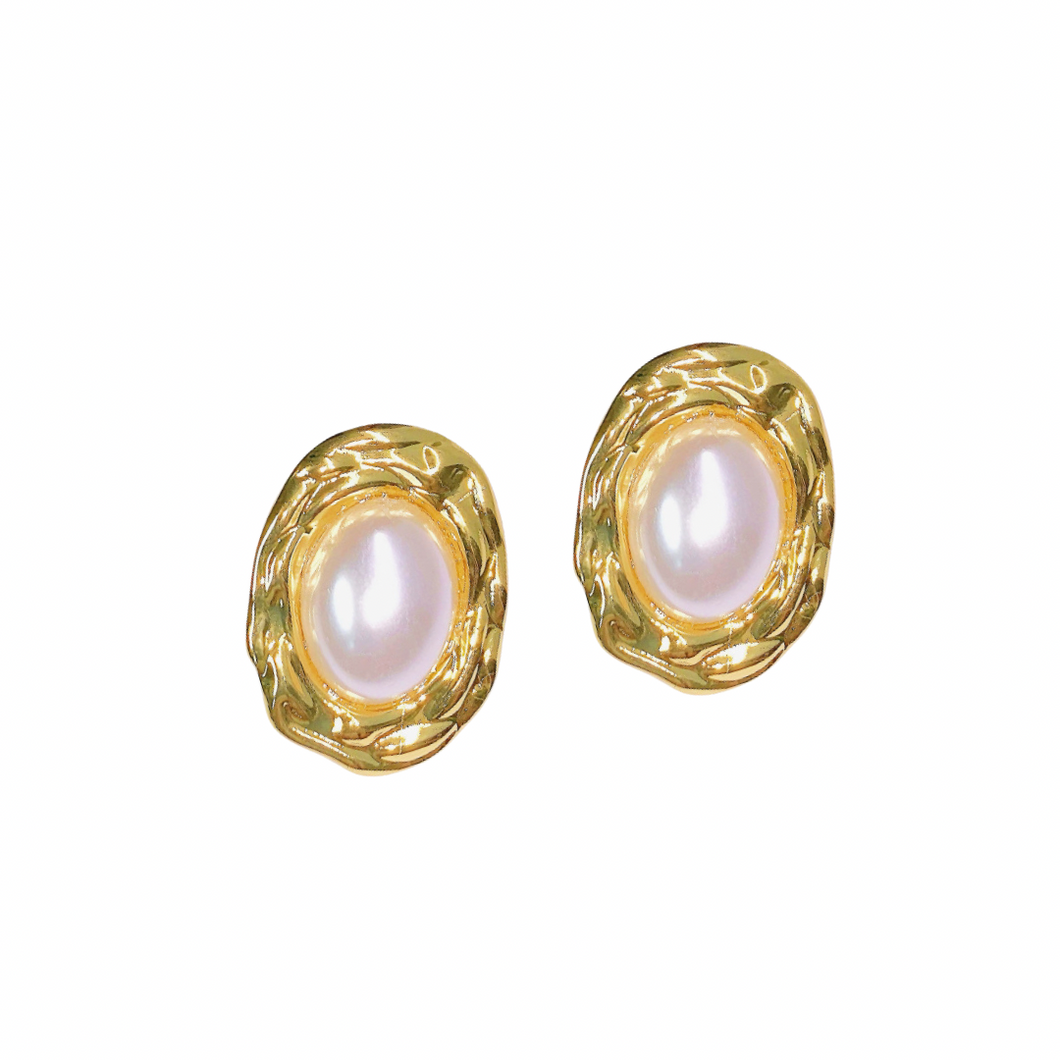 Clarissa Vintage Pearl Earrings - Stainless Steel 18K Gold Plated