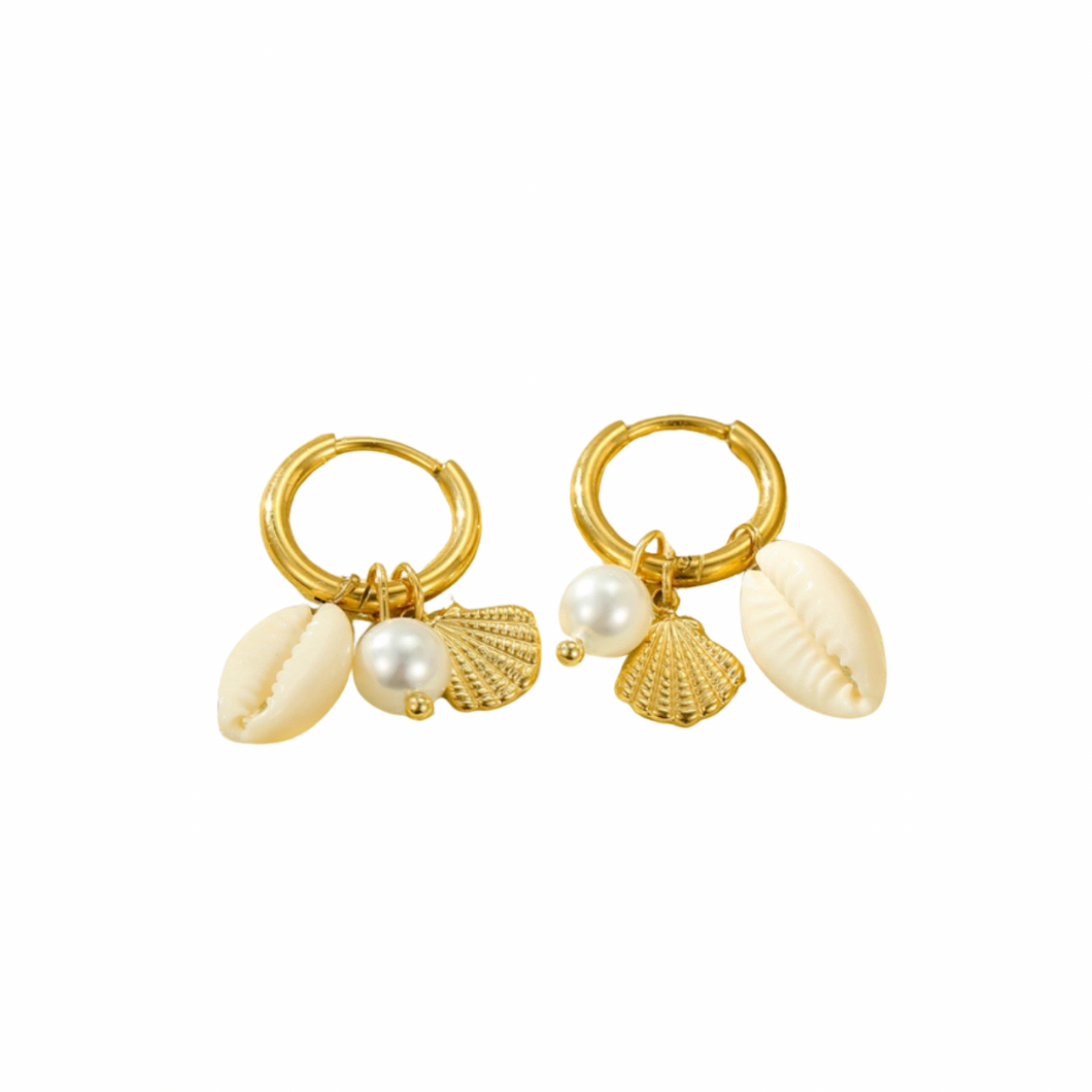 Seashell Charm Hoops
