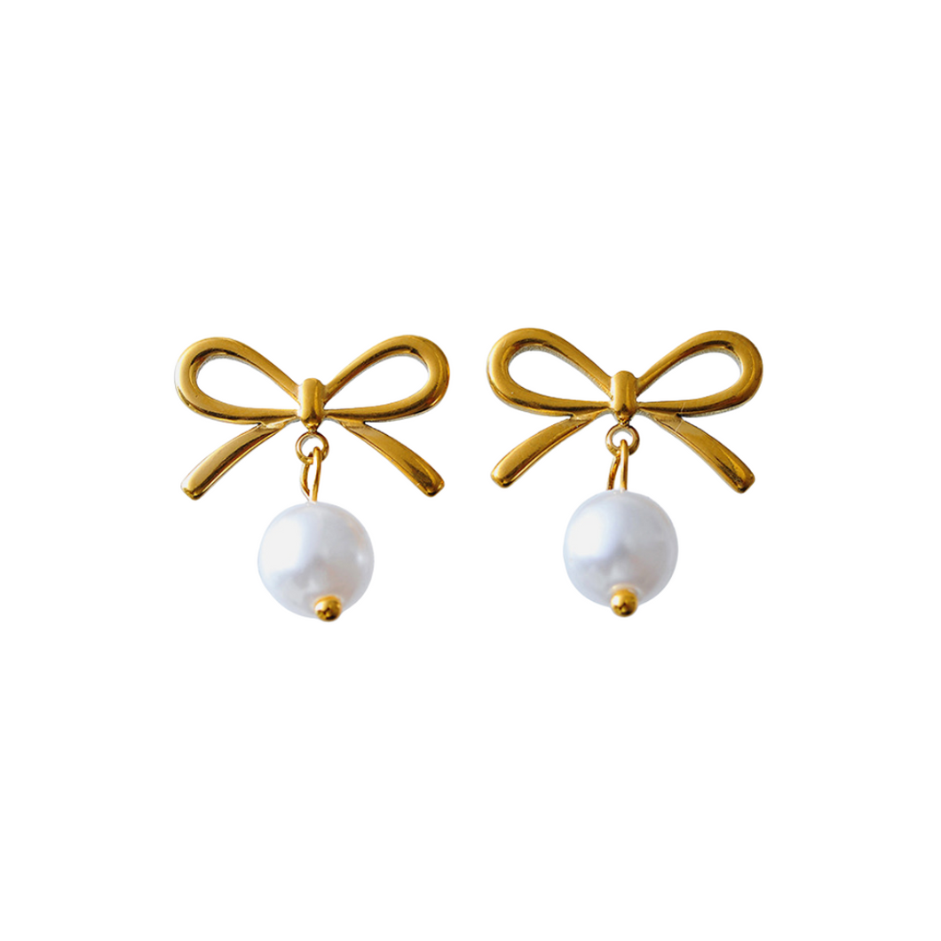 Colette Bow Earrings - Stainless Steel Gold Plated 18K