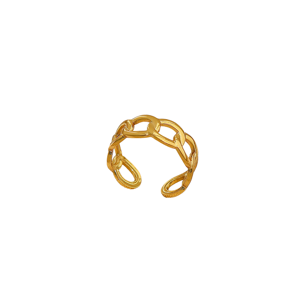 Chained Adjustable Ring - Stainless Steel Gold Plated 18K