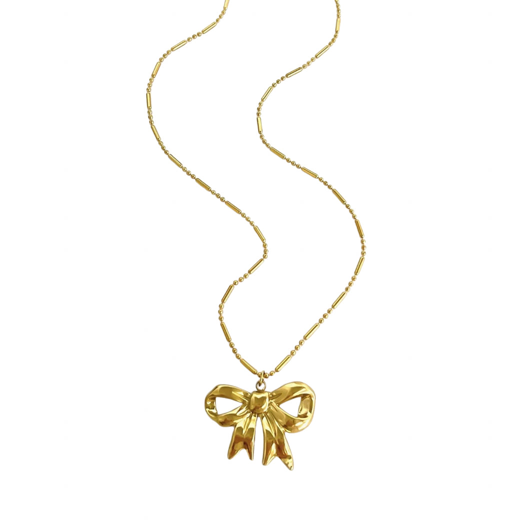 Eva Bow Necklace - Stainless Steel 18K Gold Plated